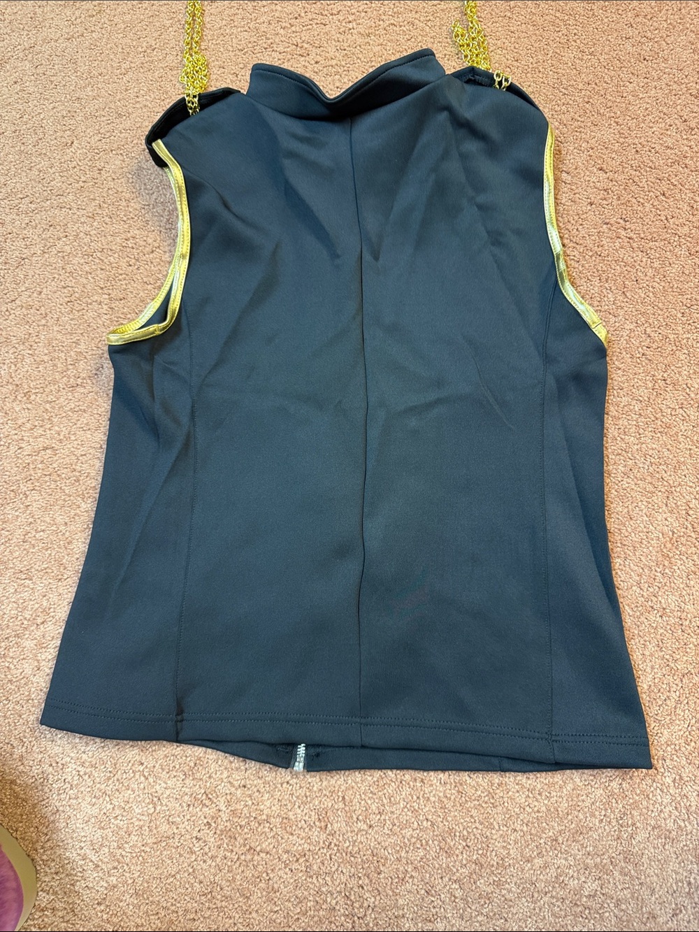Weissman Black Costume Vest with Gold Trim and Chain Epaulettes - Picture 2 of 4